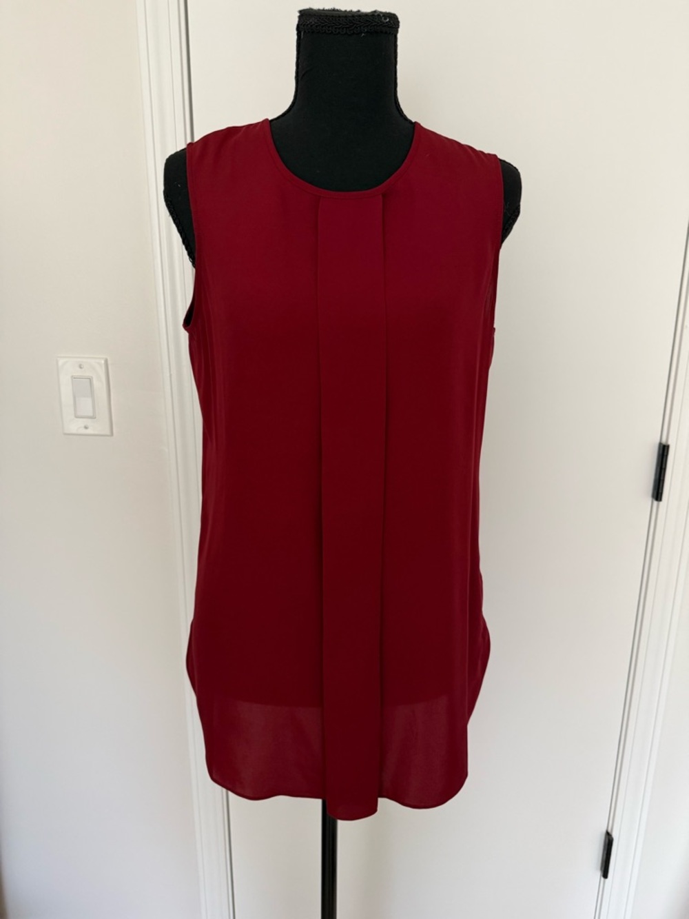 White House Black Market Burgundy Pleat-Front Sleeveless Camisole